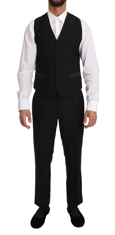 Dolce & Gabbana Schwarze Wolle Kleid Weste Gillet Vest