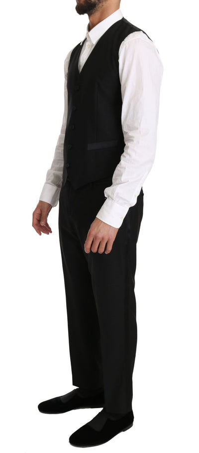 Dolce & Gabbana Schwarze Wolle Kleid Weste Gillet Vest