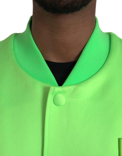Dolce & Gabbana Neon Grün Polyester Lange Ärmel Männer Bomberjacke