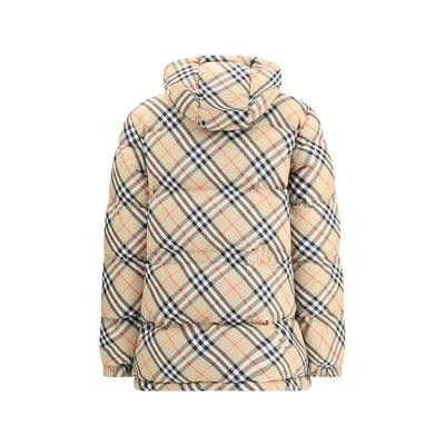 Burberry Karo-Daunenjacke mit Kapuze