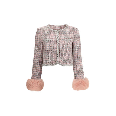 Self-Portrait Bouclé-Pelzjacke mit Bündchen