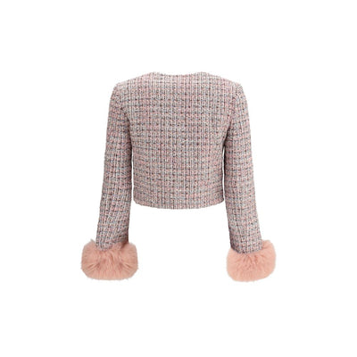 Self-Portrait Bouclé-Pelzjacke mit Bündchen