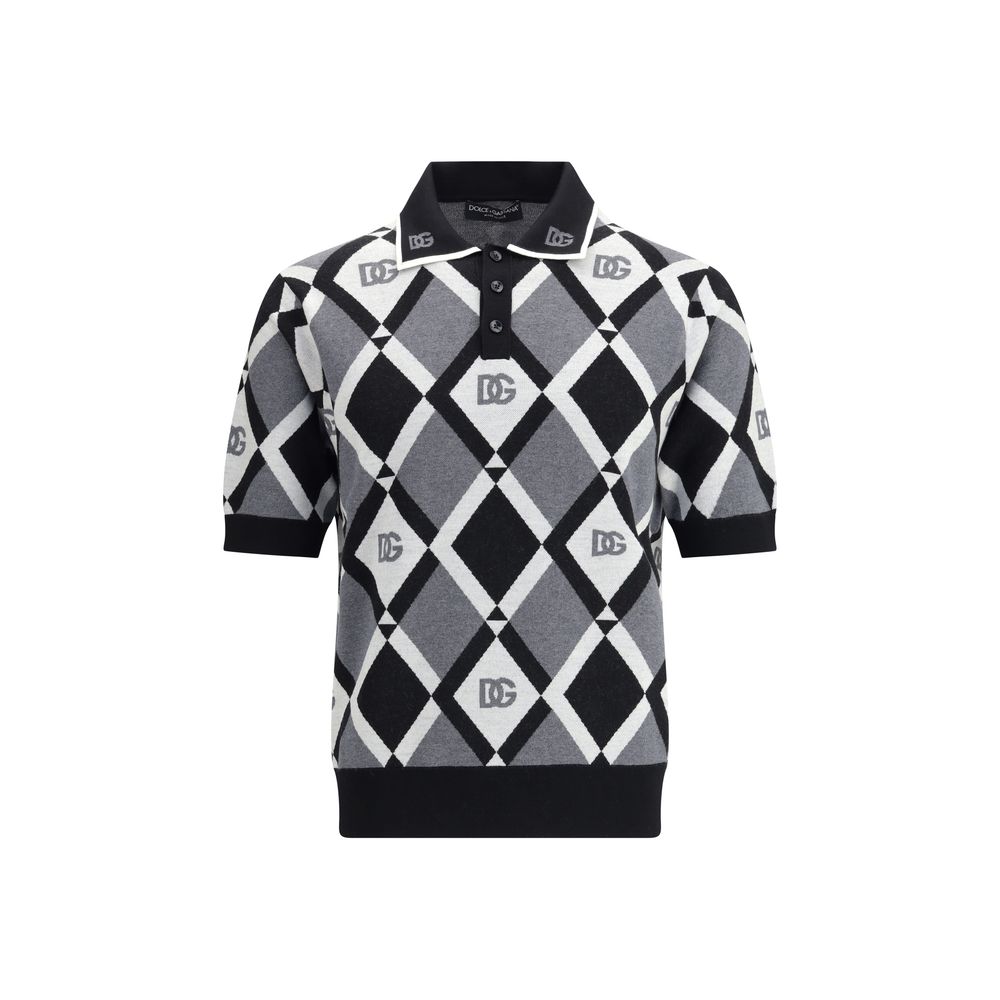 Dolce & Gabbana Polo-Pullover aus Diamantstrick