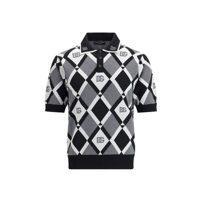 Dolce & Gabbana Polo-Pullover aus Diamantstrick