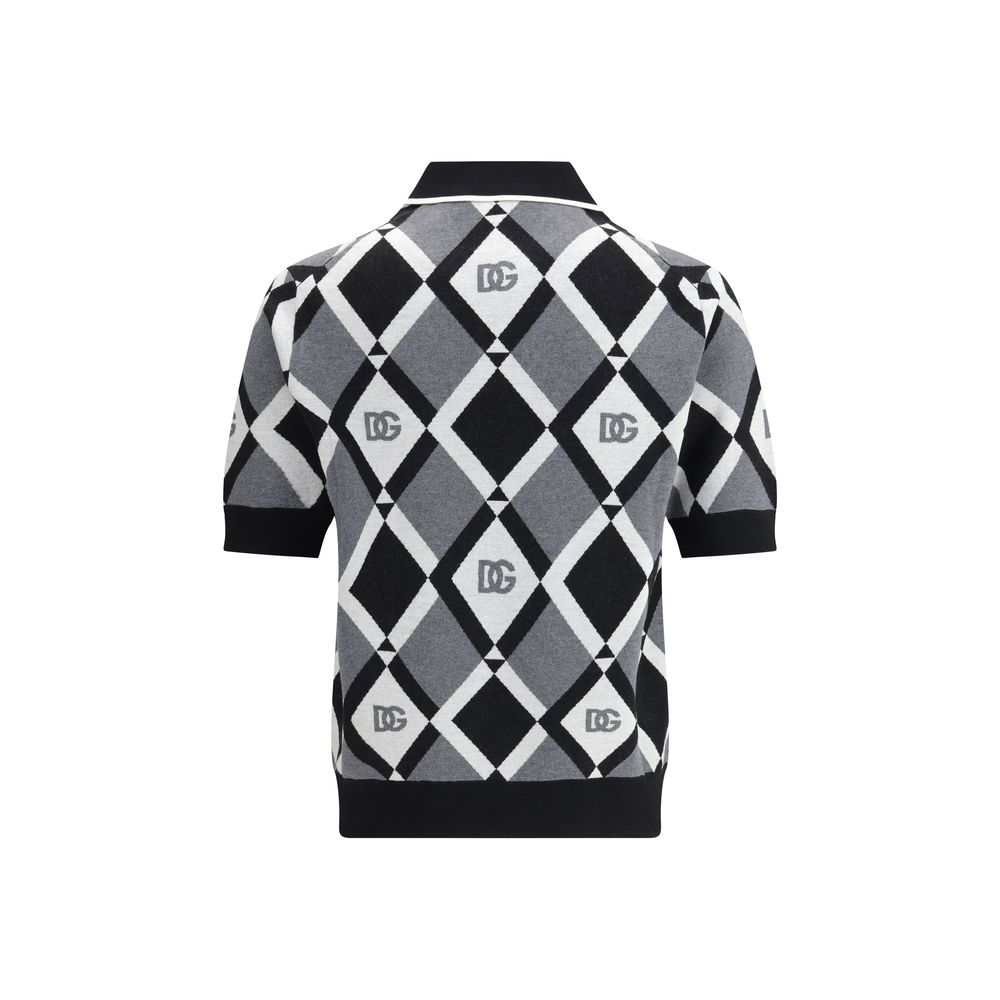 Dolce & Gabbana Polo-Pullover aus Diamantstrick