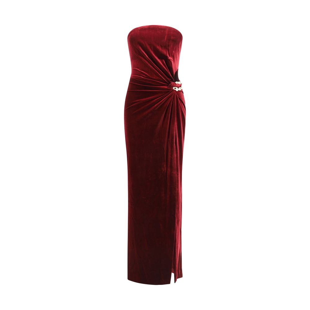 Self-Portrait Langes Bandeau-Kleid aus Samt