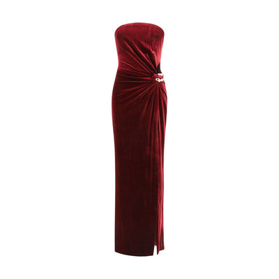 Self-Portrait Langes Bandeau-Kleid aus Samt