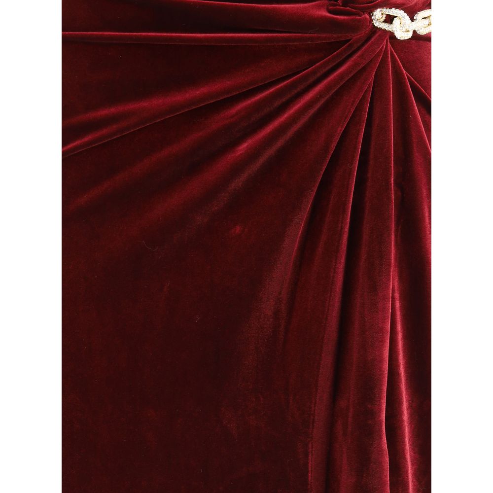 Self-Portrait Langes Bandeau-Kleid aus Samt
