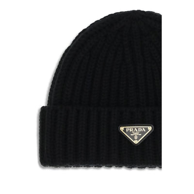 Prada Schurwolle Beanie-Mütze