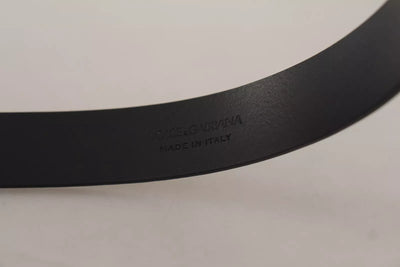 Dolce & Gabbana Kalbsleder Silberfarbener Gürtel mit schwarzer Metallschnalle