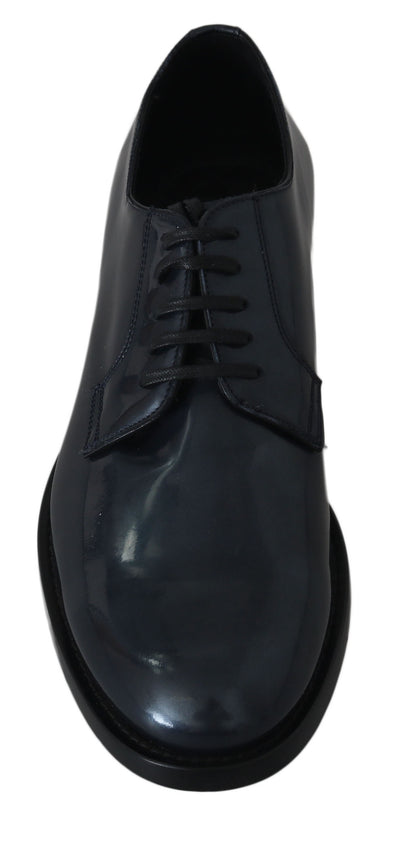 Dolce & Gabbana Blaue Leder Derby Kleid Formelle Schuhe