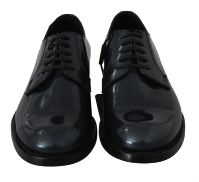Dolce & Gabbana Blaue Leder Derby Kleid Formelle Schuhe