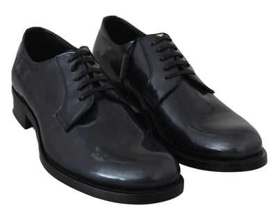 Dolce & Gabbana Blaue Leder Derby Kleid Formelle Schuhe