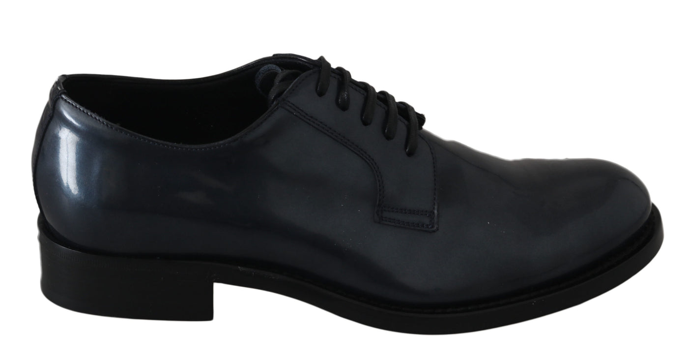 Dolce & Gabbana Blaue Leder Derby Kleid Formelle Schuhe